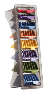 8 st färgglada distanskammar från Wahl nr 1-8 (3/6/10/13/16/19/22/25 mm)